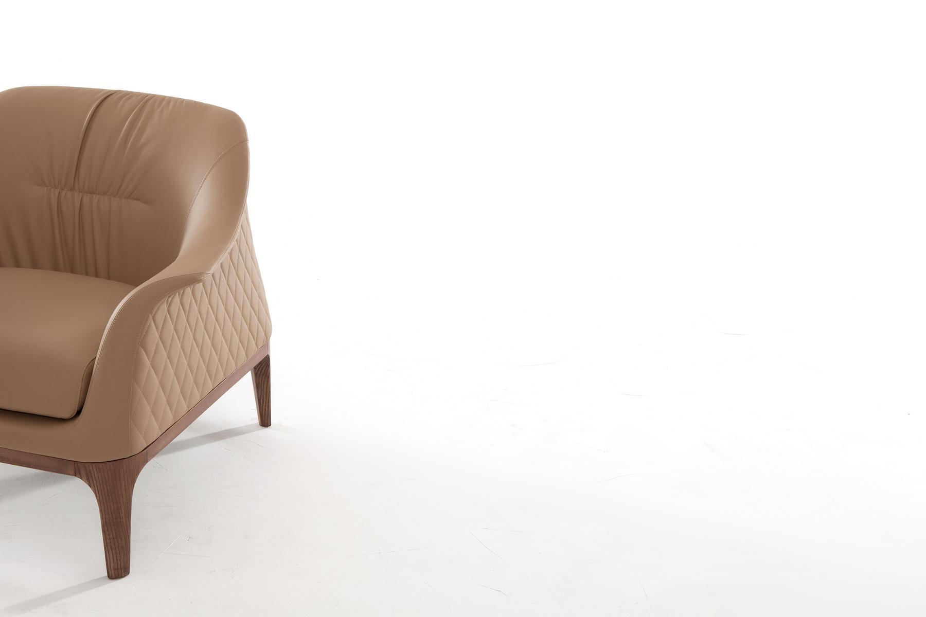 TIFFANY Upholstered leather armchair with armrests