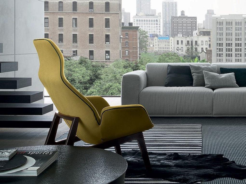 VENTURA LOUNGE Fabric armchair with headrest