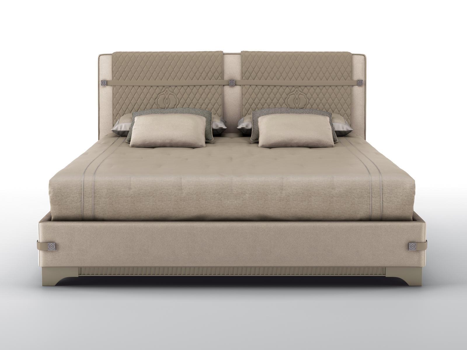 MADISON Upholstered bed in velvet and leather