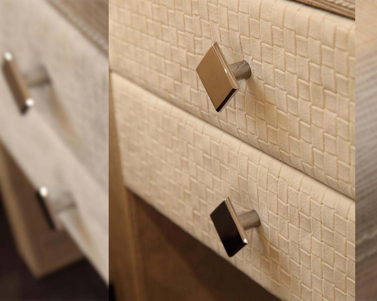 REKO Nabuk bedside table in a luxury style with drawers
