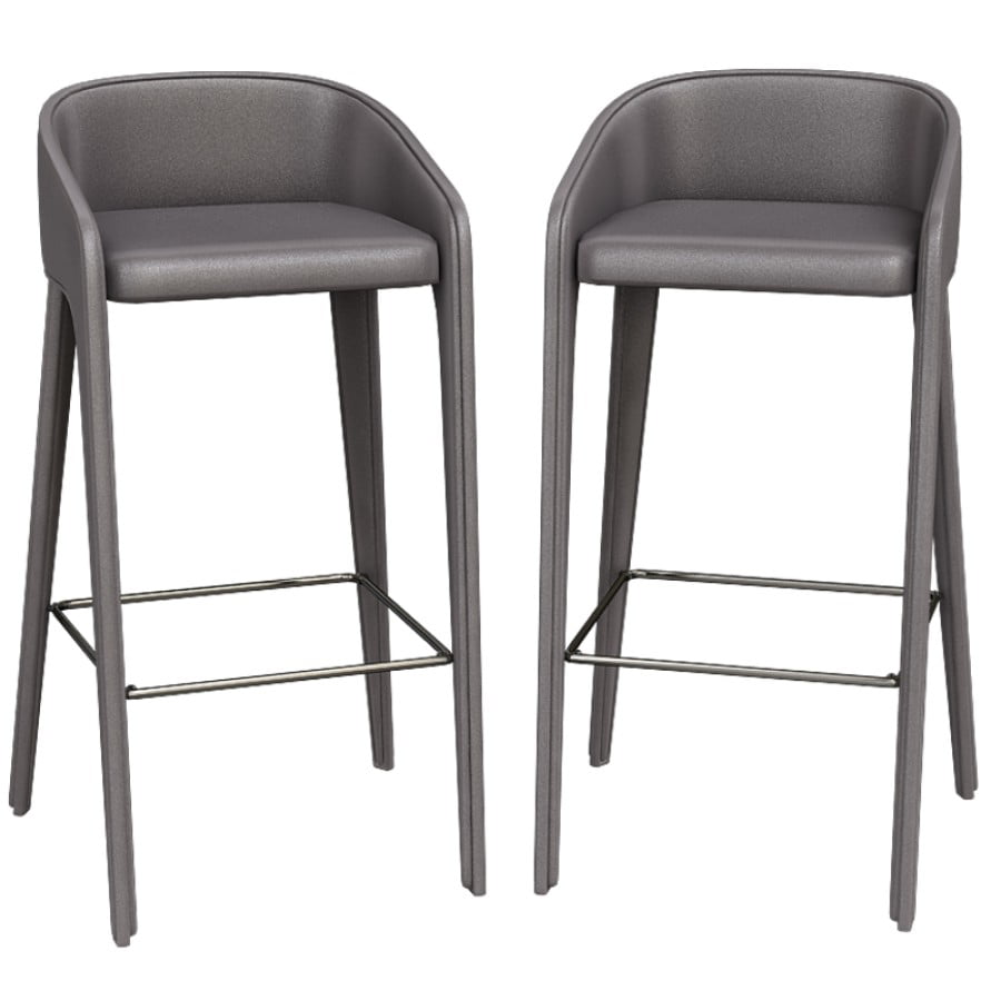 LAMINA TOO High tanned leather stool with footrest
