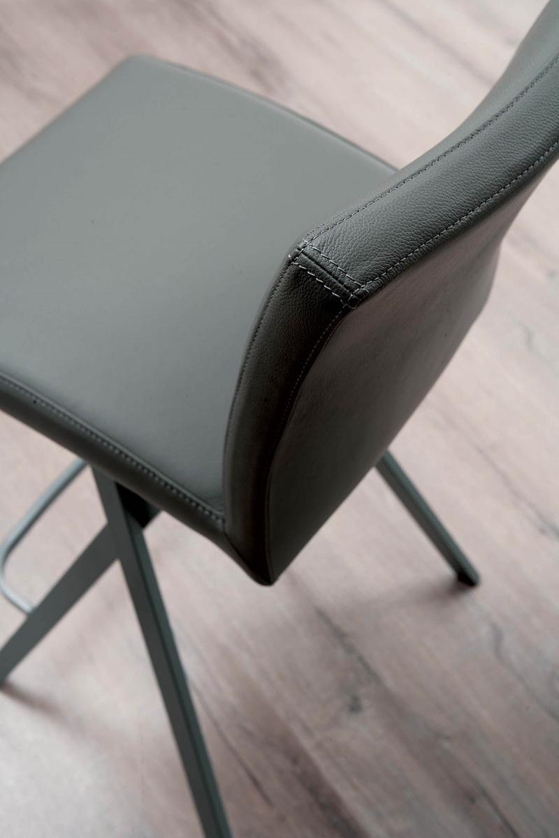 ETIENNE High upholstered leather stool