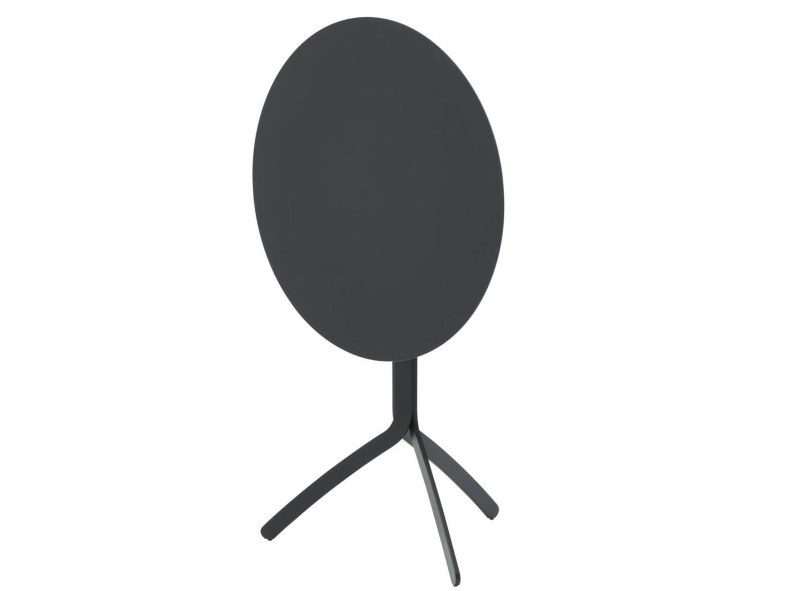 NOOMI Round drop-leaf steel and wood table