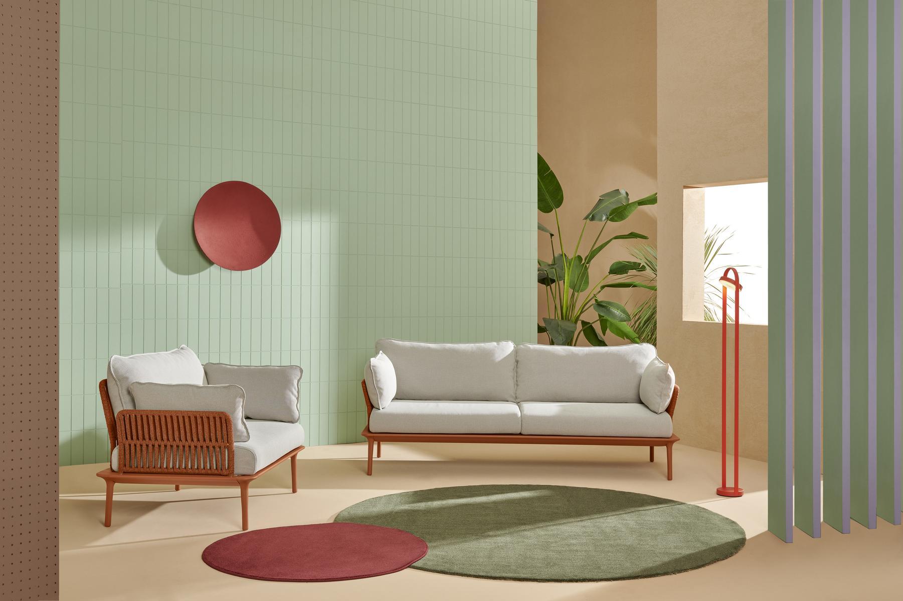 REVA / 2_D Aluminium and polypropylene rope garden sofa