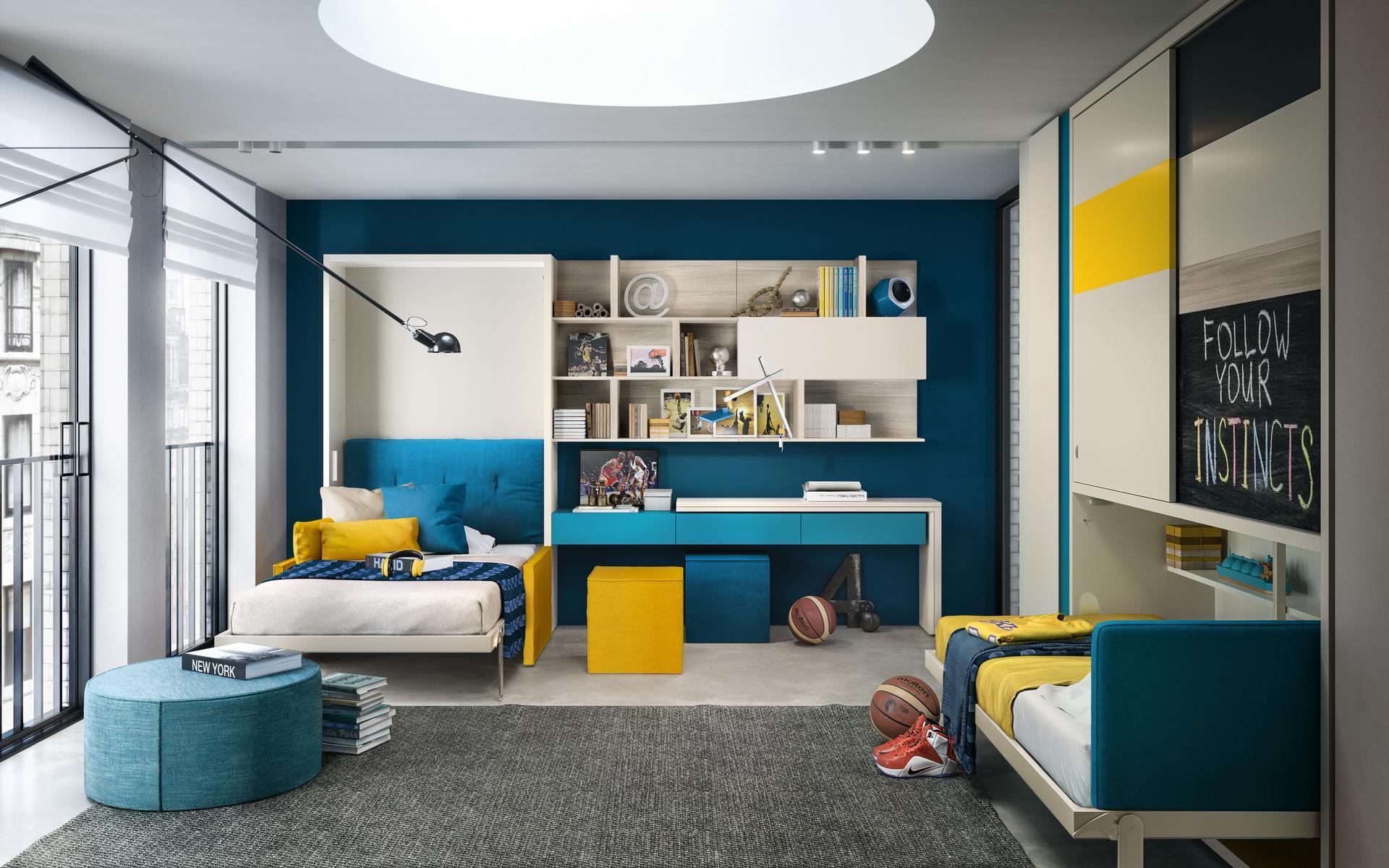 KALI PONTE STANDARD Pull-down melamine-faced chipboard single bed