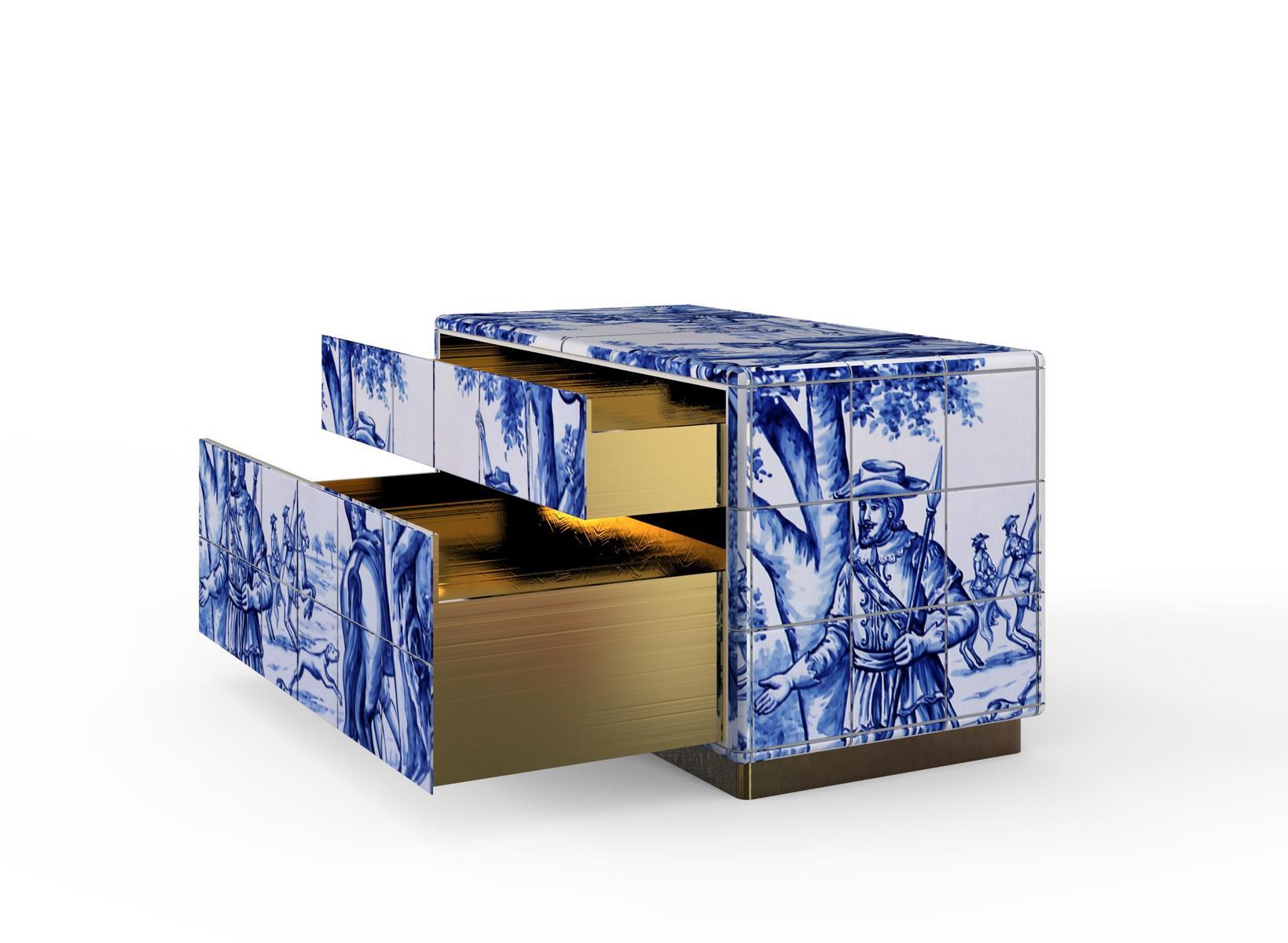 HERITAGE Rectangular Ceramic materials bedside table with drawers