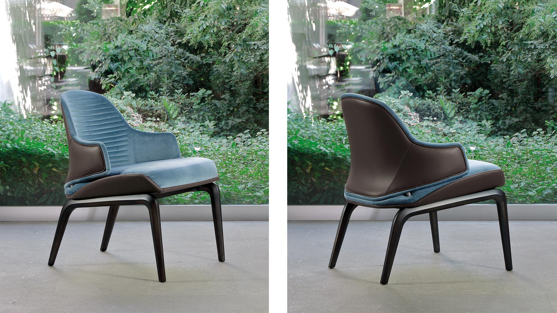 VELA Leather armchair with armrests