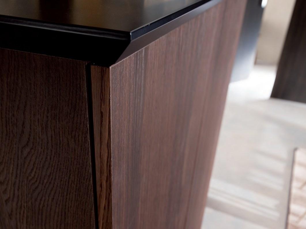 BRERA Wooden highboard with sliding doors