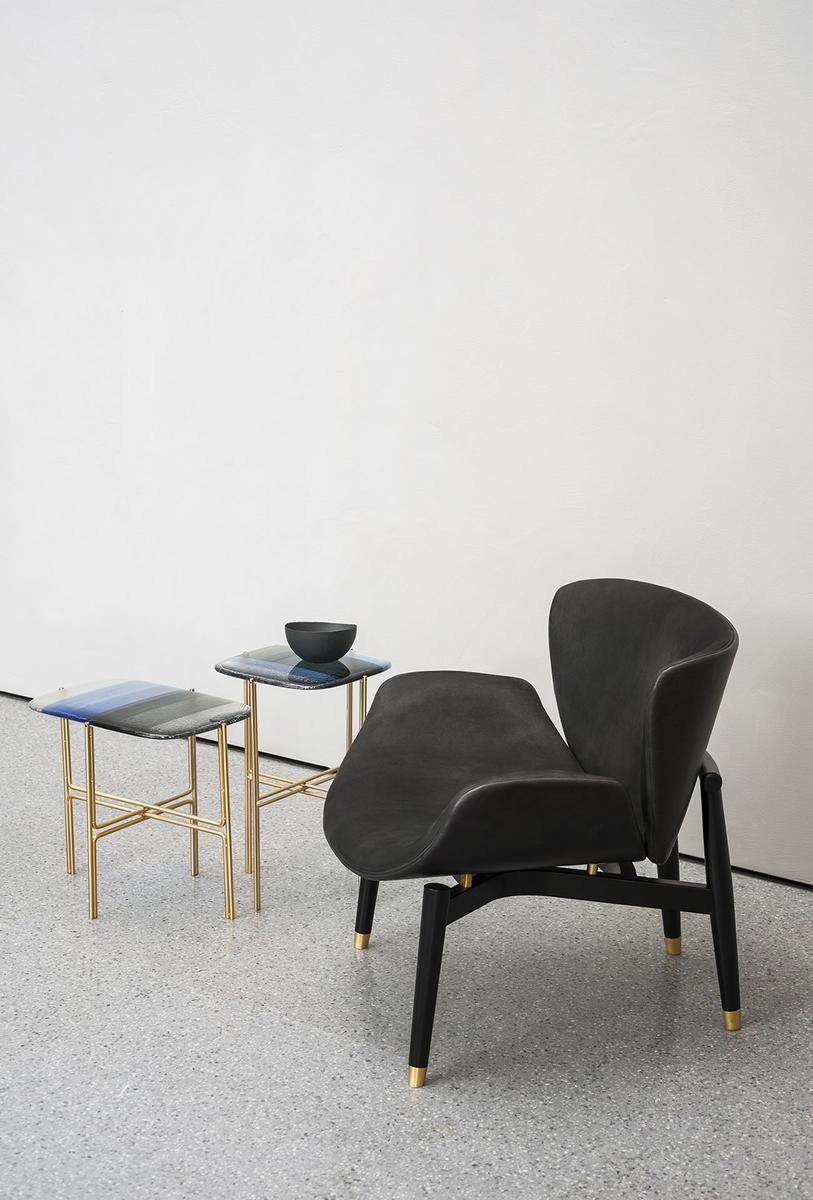 JORGEN Leather armchair with armrests
