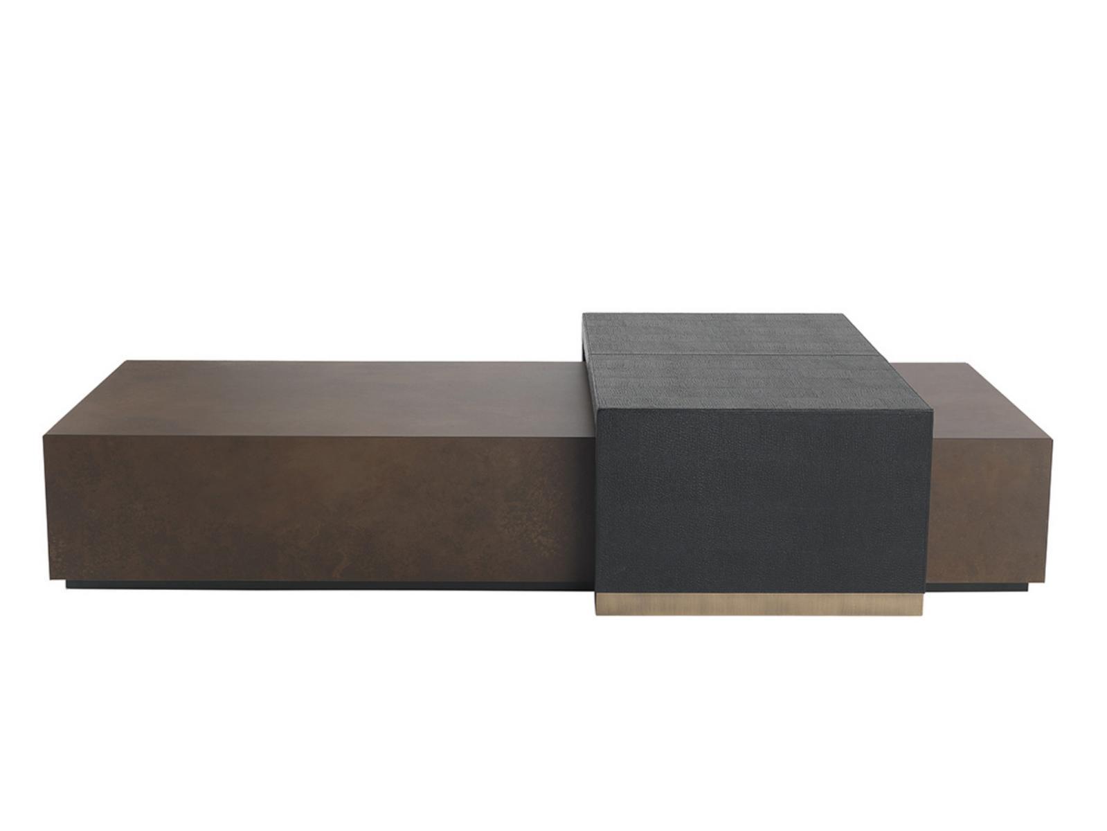 KAY Rectangular leather coffee table