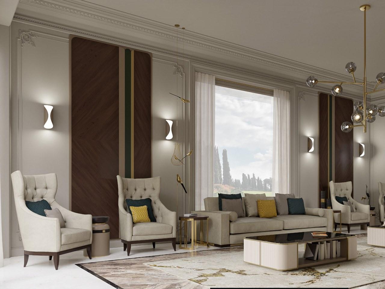 PR.698 Wing fabric armchair with armrests