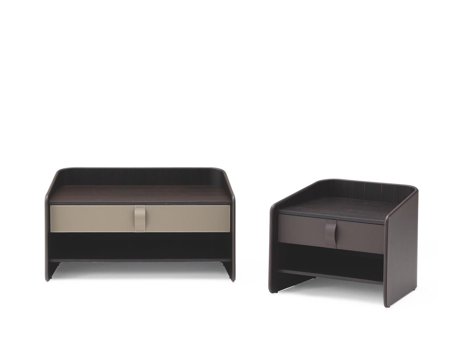 GENTLEMAN Rectangular leather bedside table