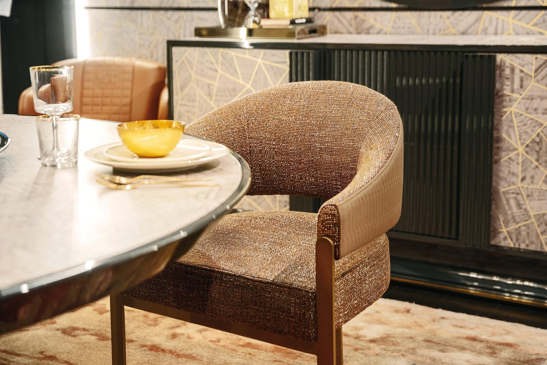 ARISTON Upholstered leather chair with armrests