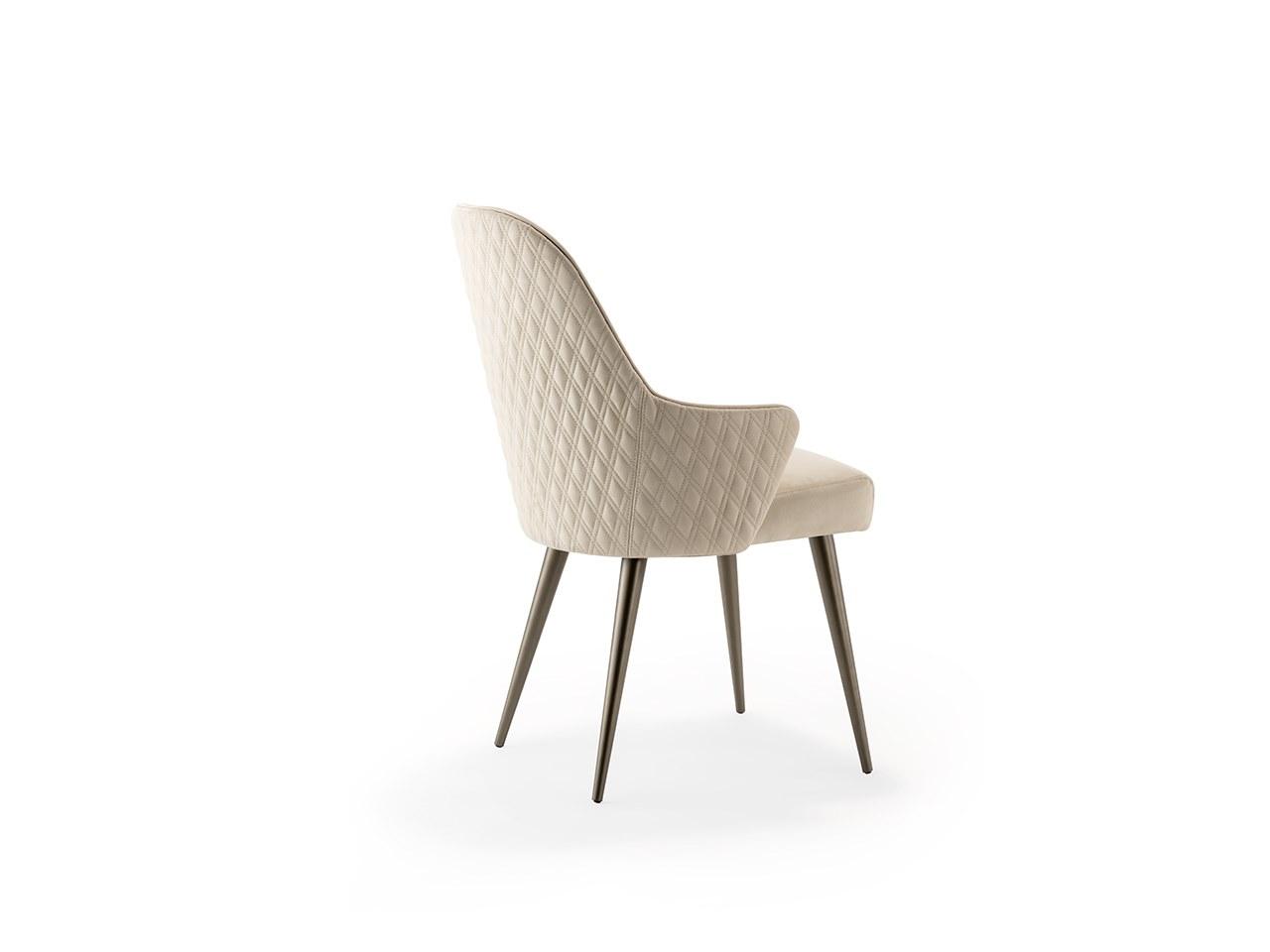 LUDWIG Upholstered leather chair with armrests