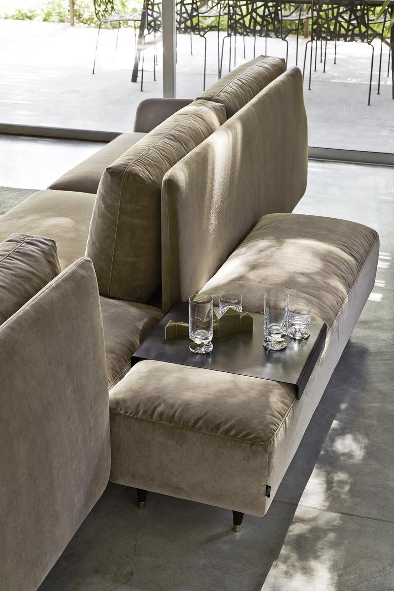 ELLIOT Sectional fabric sofa with chaise longue