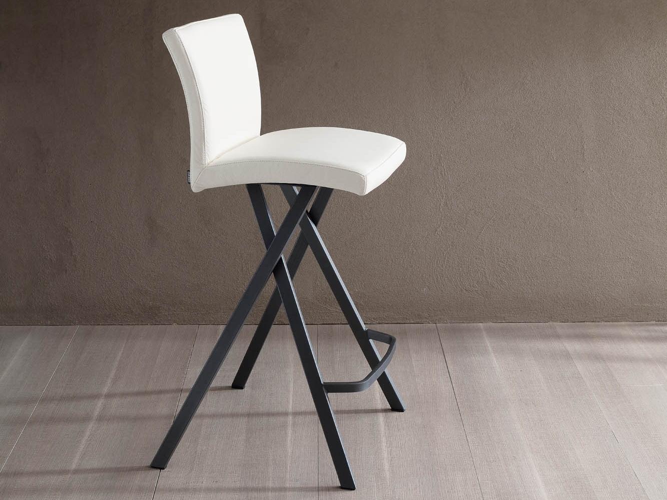 ETIENNE High upholstered leather stool