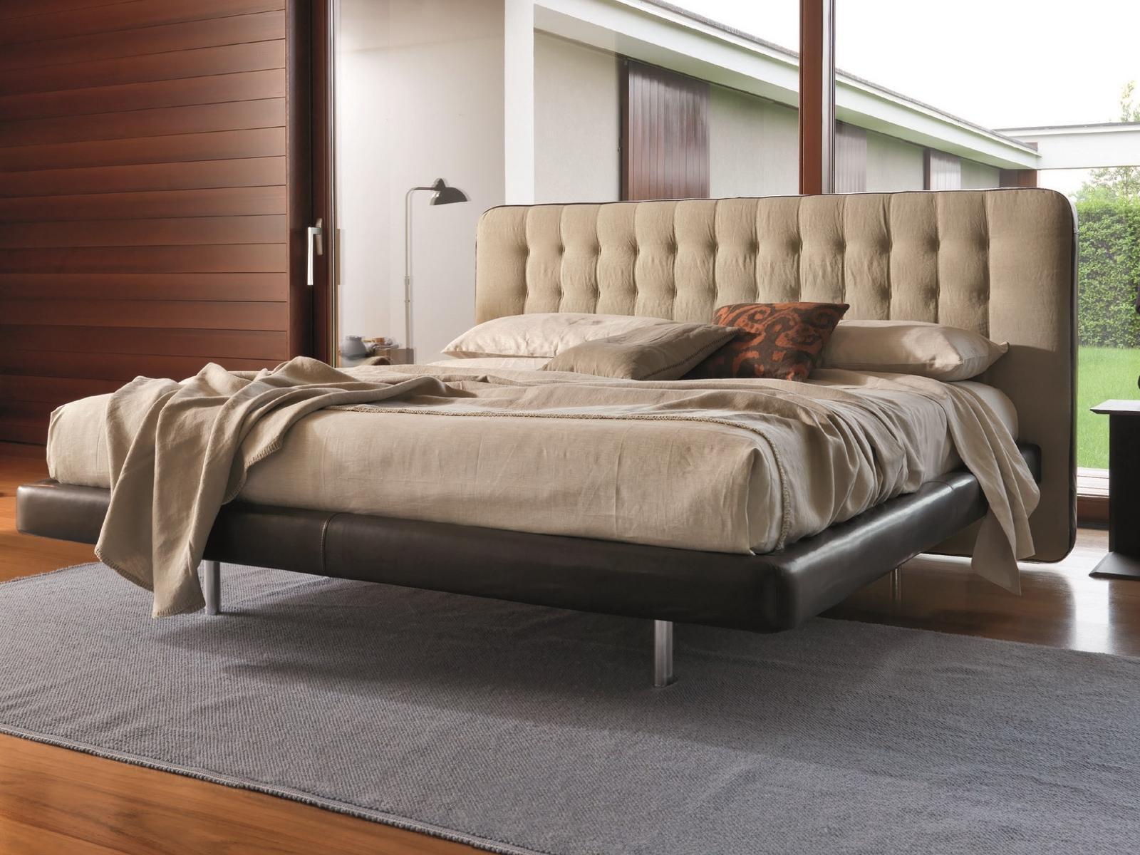 DEDALO UP Double bed with upholstered headboard