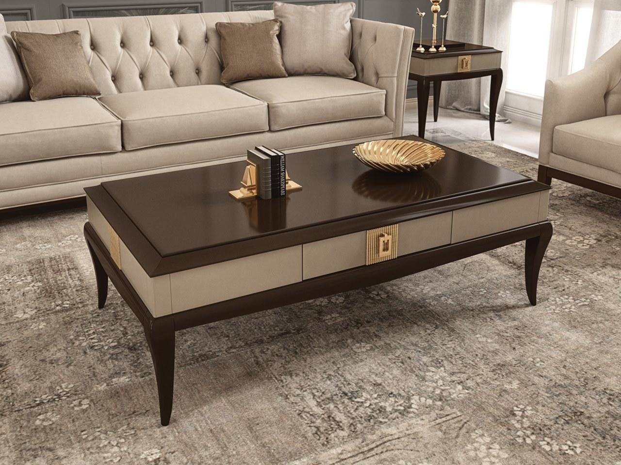 PR.335 Rectangular wooden coffee table with storage space