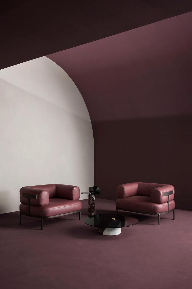 BELT Leather armchair with armrests