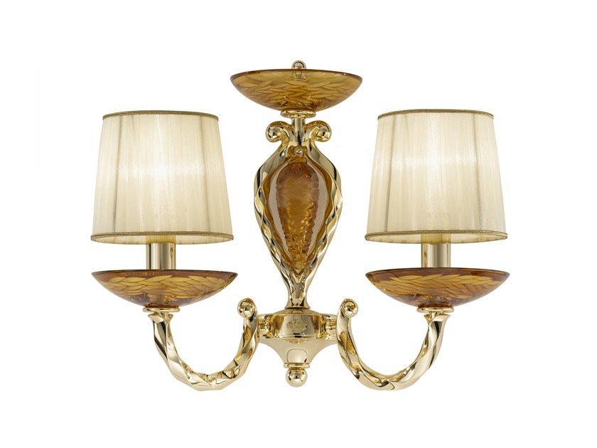 ARIANNA 535/A2 Gold plated wall light with amber crystal and shades