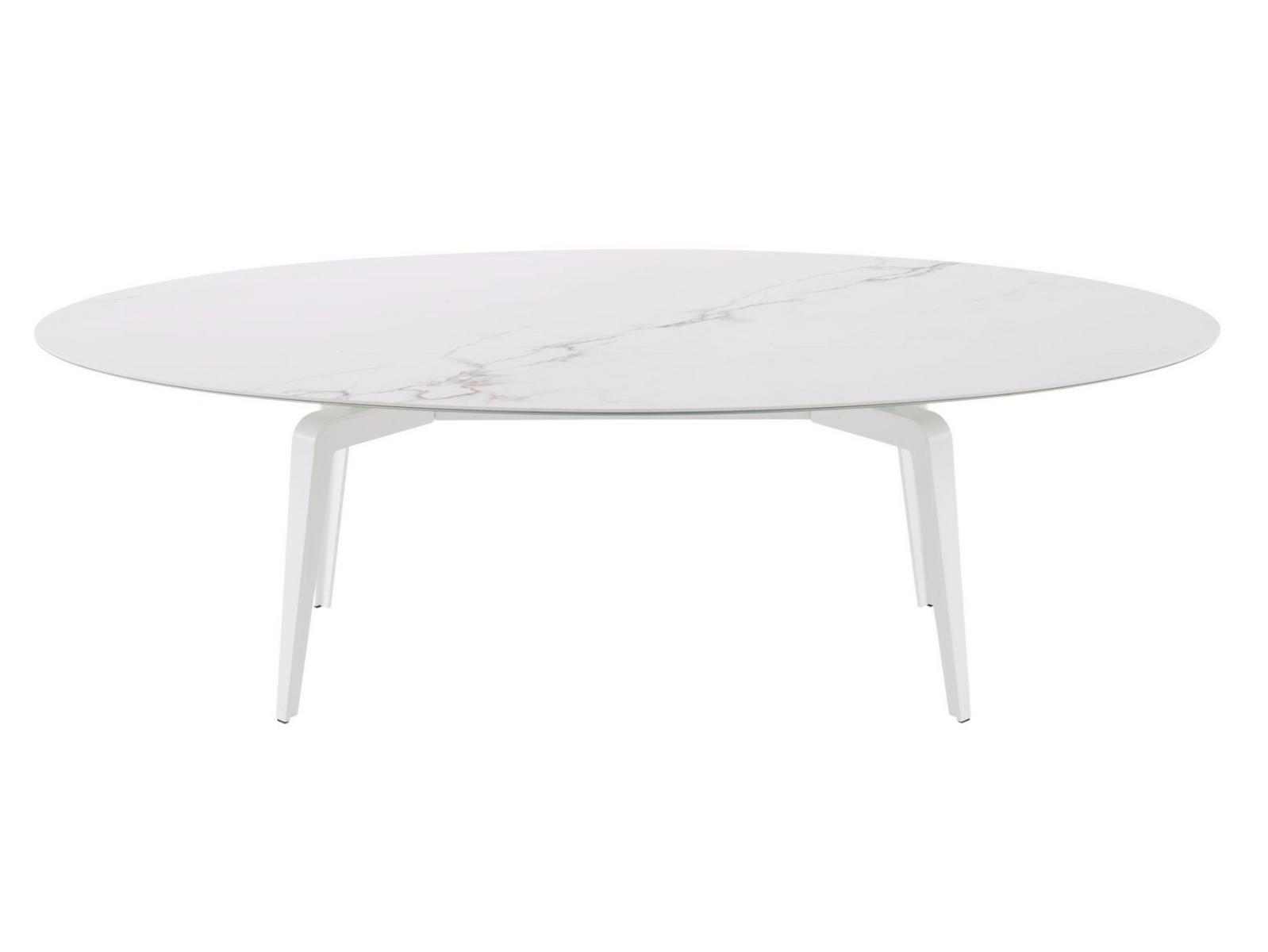 ODESSA Oval dining table with porcelain stoneware top marble effect