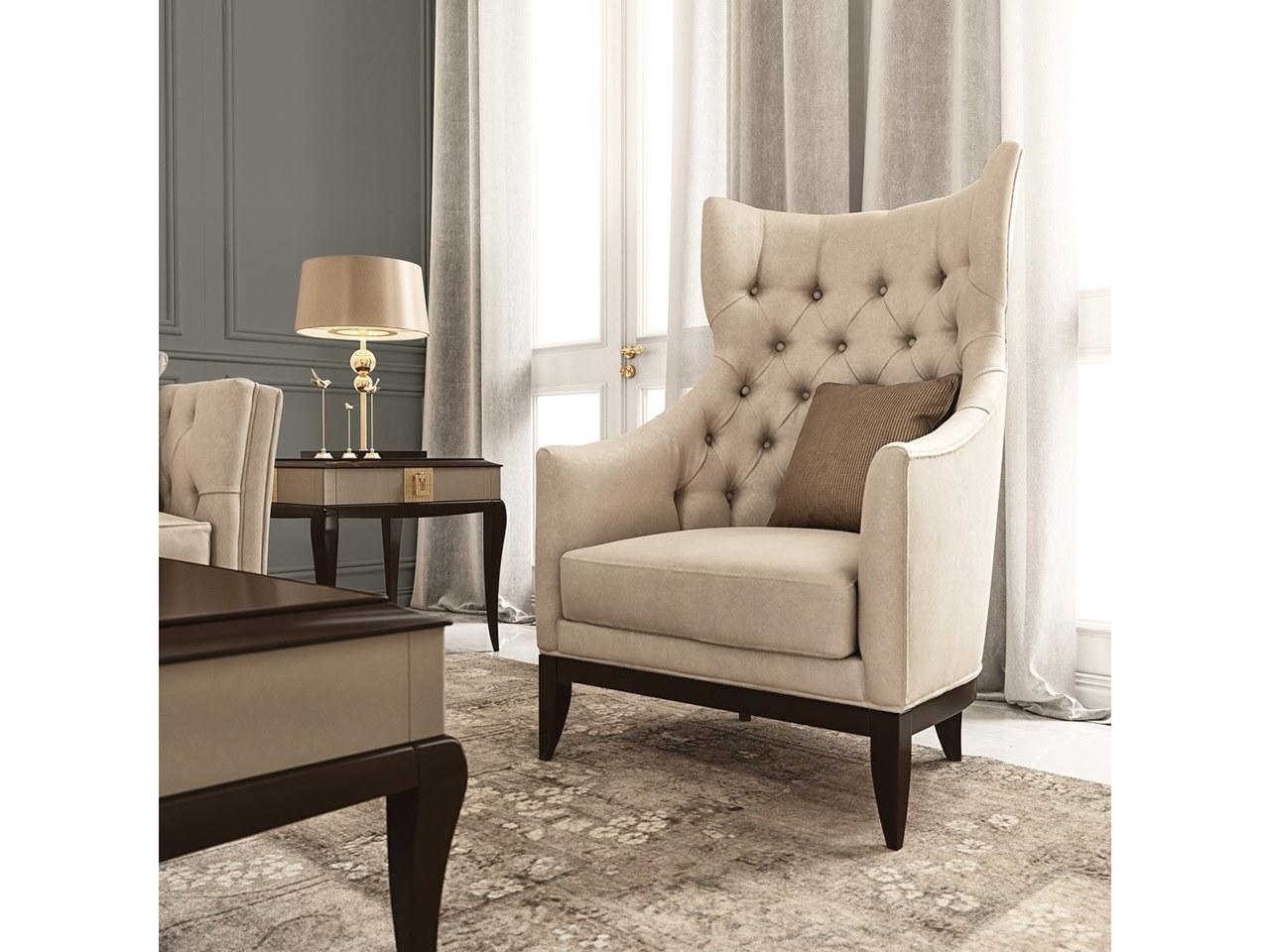 PR.698 Wing fabric armchair with armrests