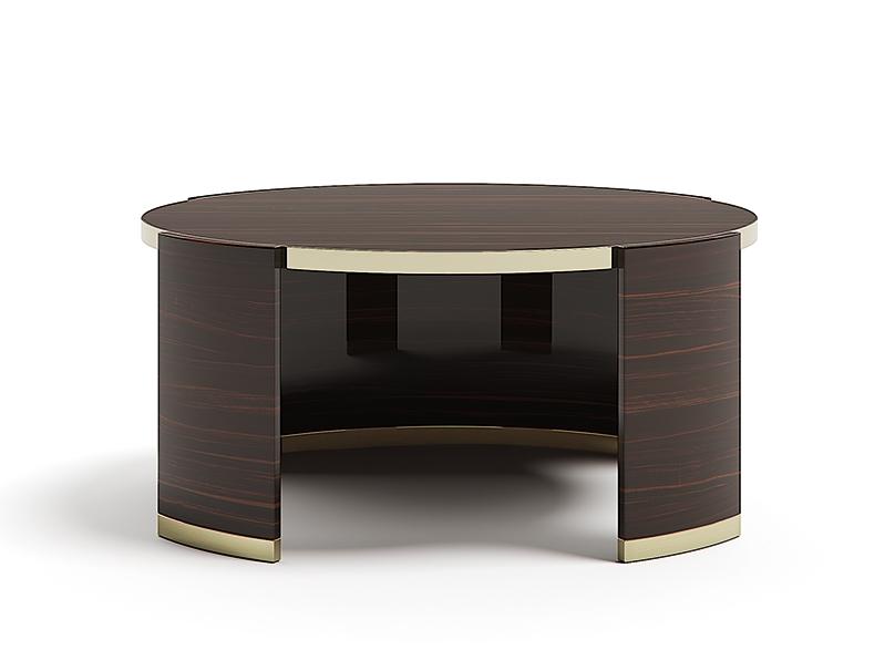 JEWEL 90 Low round wooden coffee table