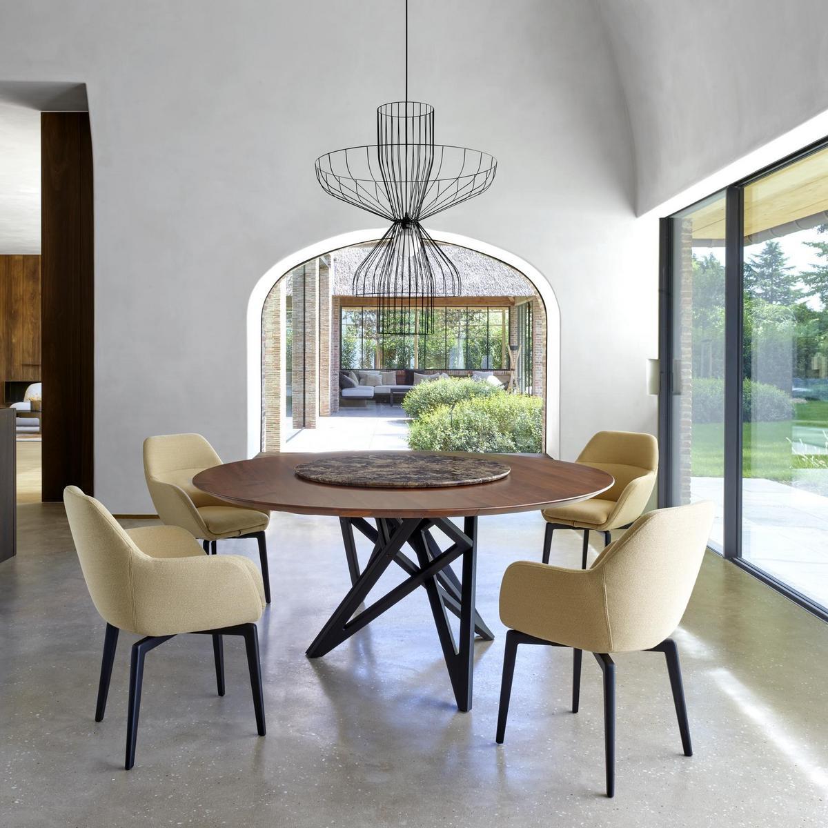 AMÉDÉE Upholstered fabric chair with armrests