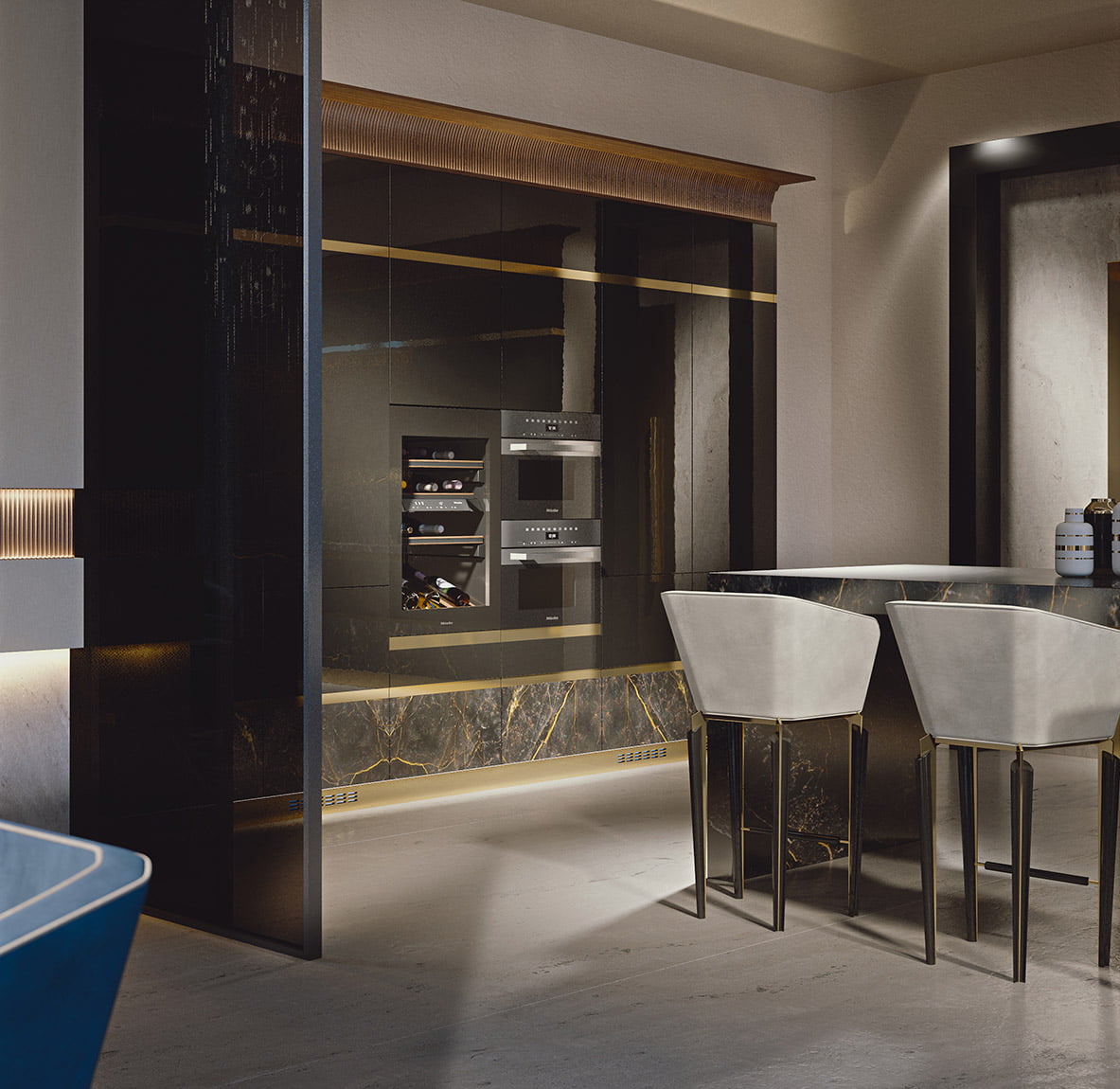 Lacquered kitchen with handles Brummel Jewel