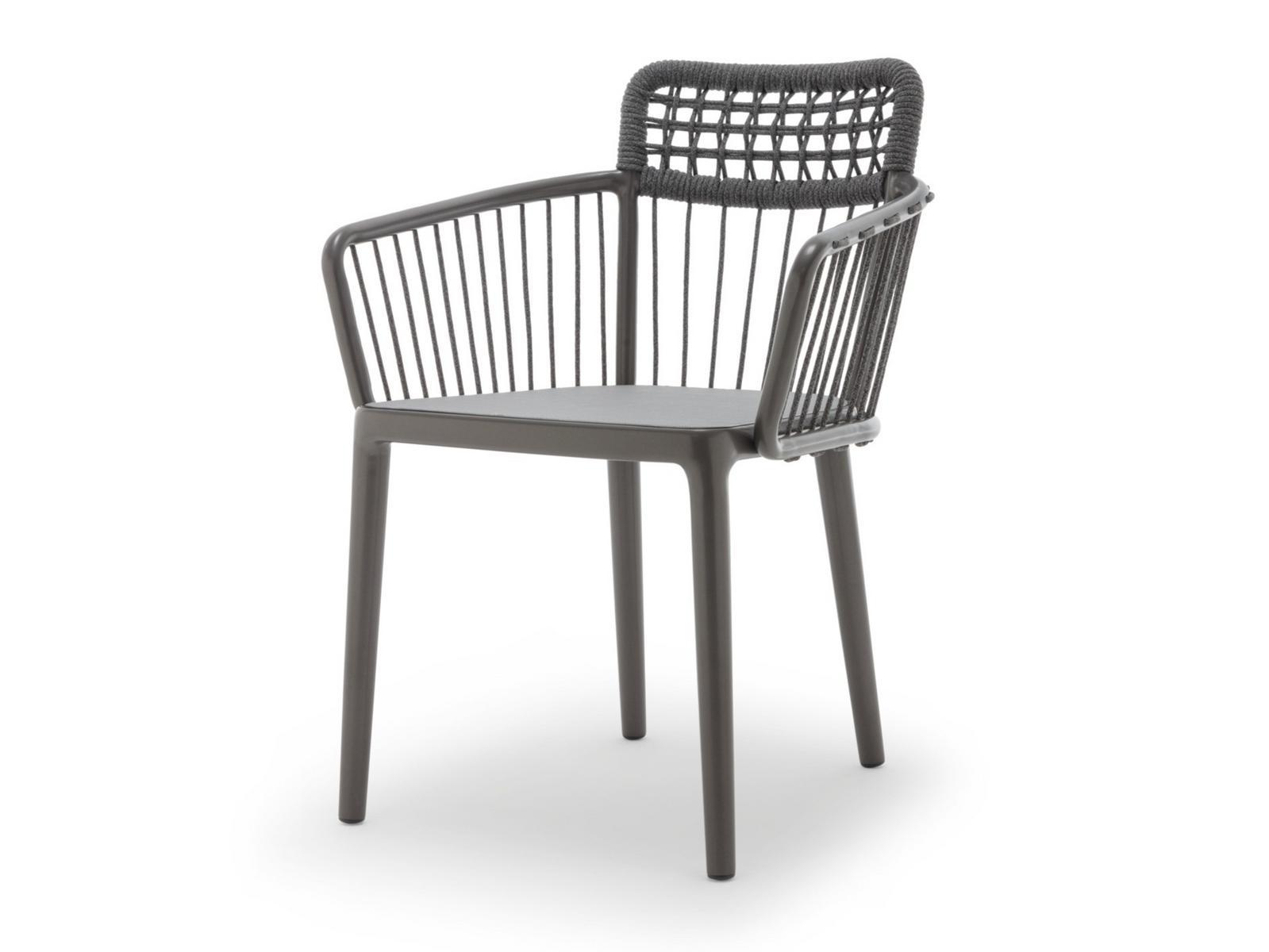 232 YOKO Upholstered aluminium garden chair with armrests