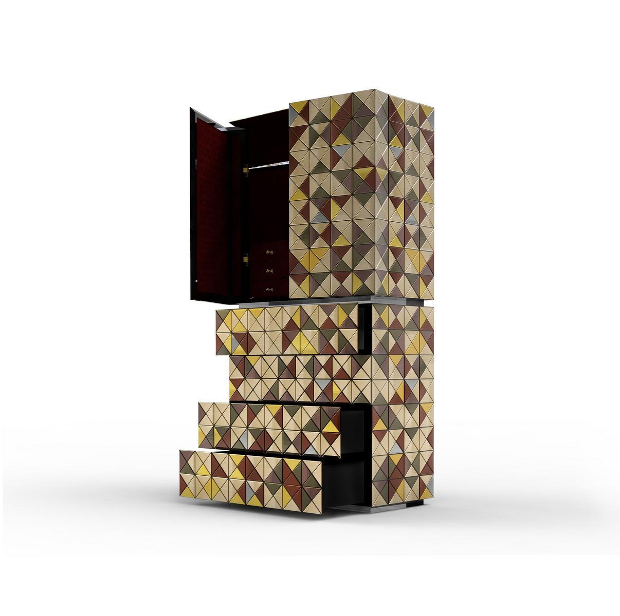 PIXEL ANODIZED Aluminium highboard with doors