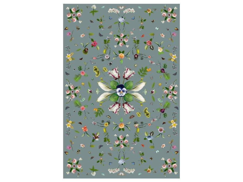 GARDEN OF EDEN GREY Rectangular rug with floral pattern