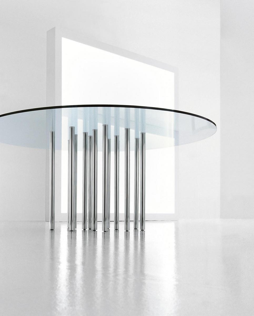 MILLE Glass and steel table