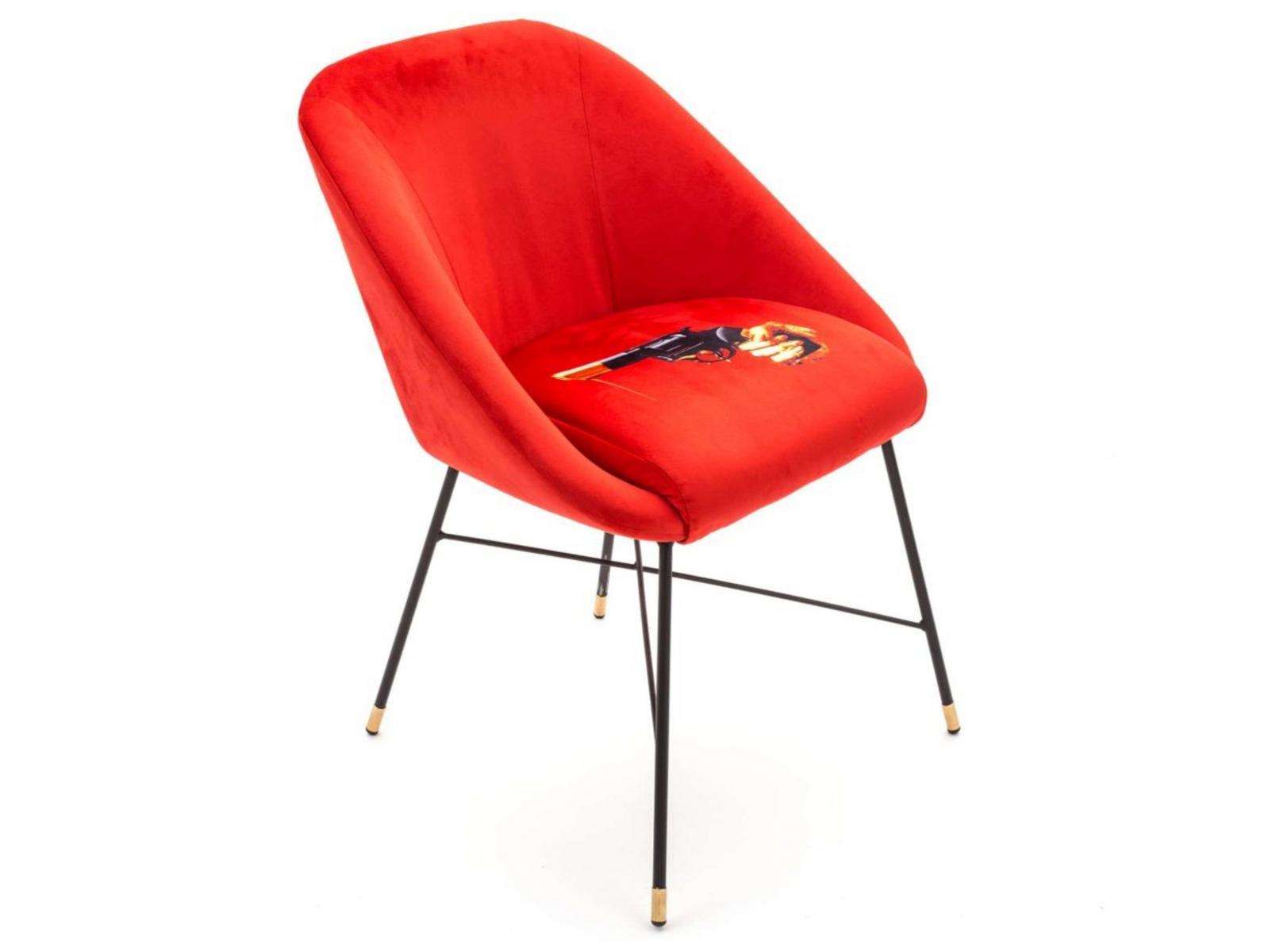 REVOLVER Upholstered fabric chair with armrests