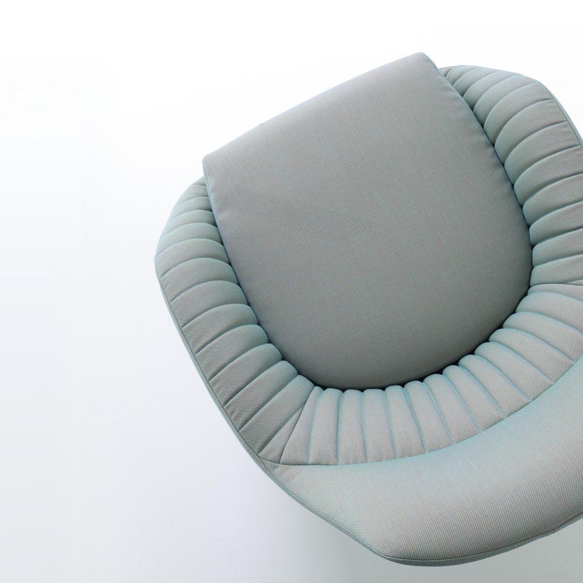 AMÉDÉE Swivel upholstered fabric armchair with armrests