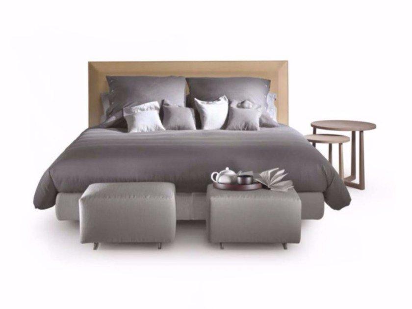 EDEN Double bed with leather upholstered headboard