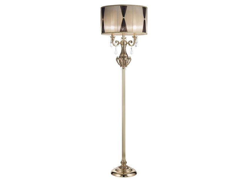 WINDSOR 888/P3-SH/P French gold floor lamp with Schoeler crystals and shade