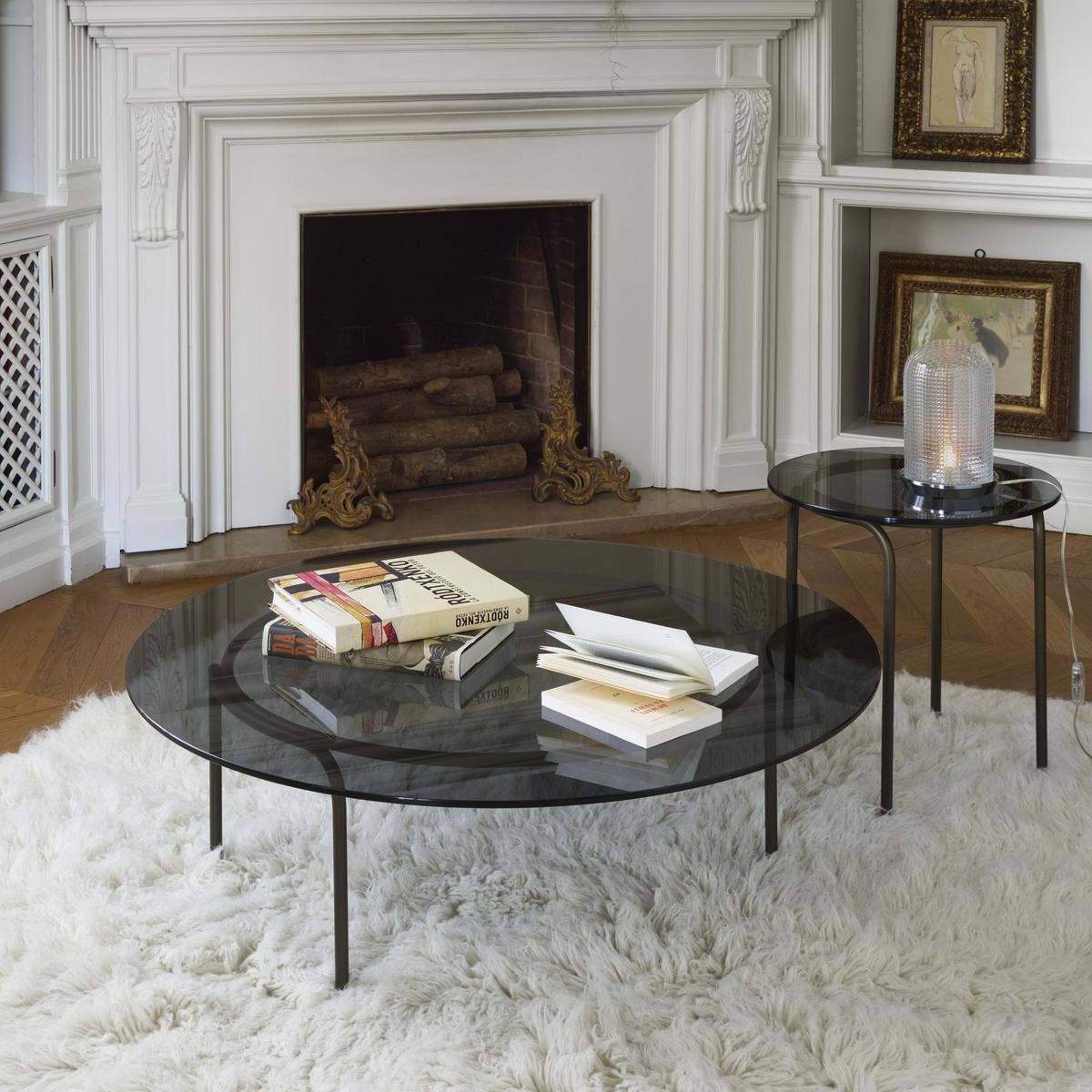 LIAM Low round tempered glass coffee table