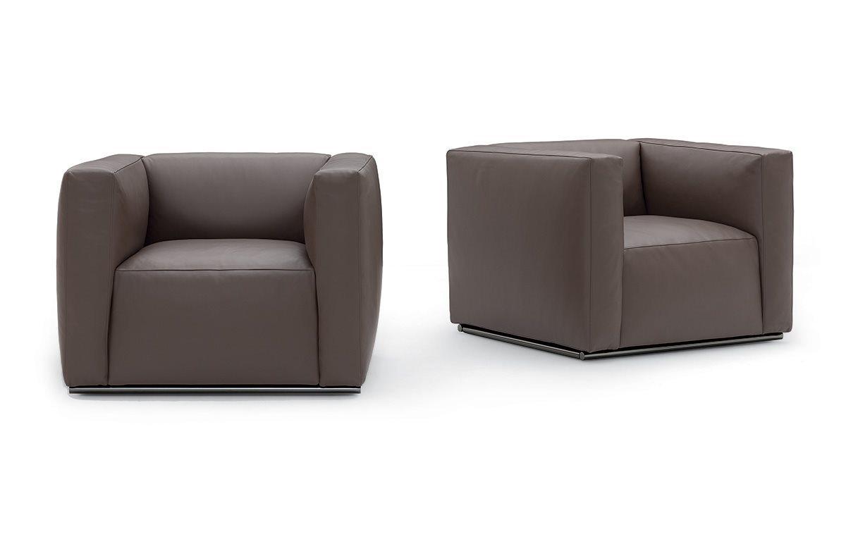 SHANGAI Upholstered leather armchair with armrests