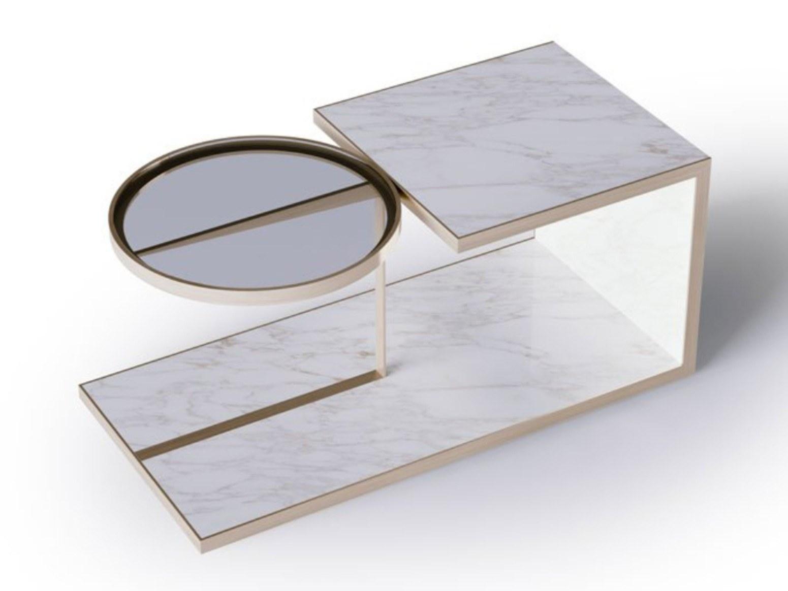 ALFRED M Marble coffee table with glass insert