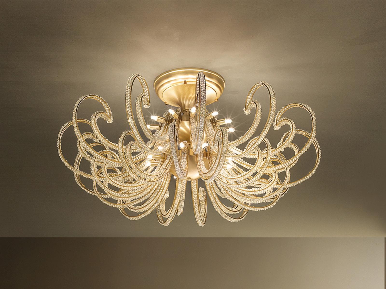 CRISTALIS PL24 Metal ceiling lamp with crystals