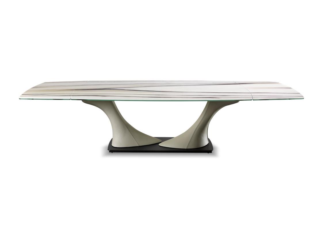 ARCHIMEDE Extending rectangular Marble glass dining table