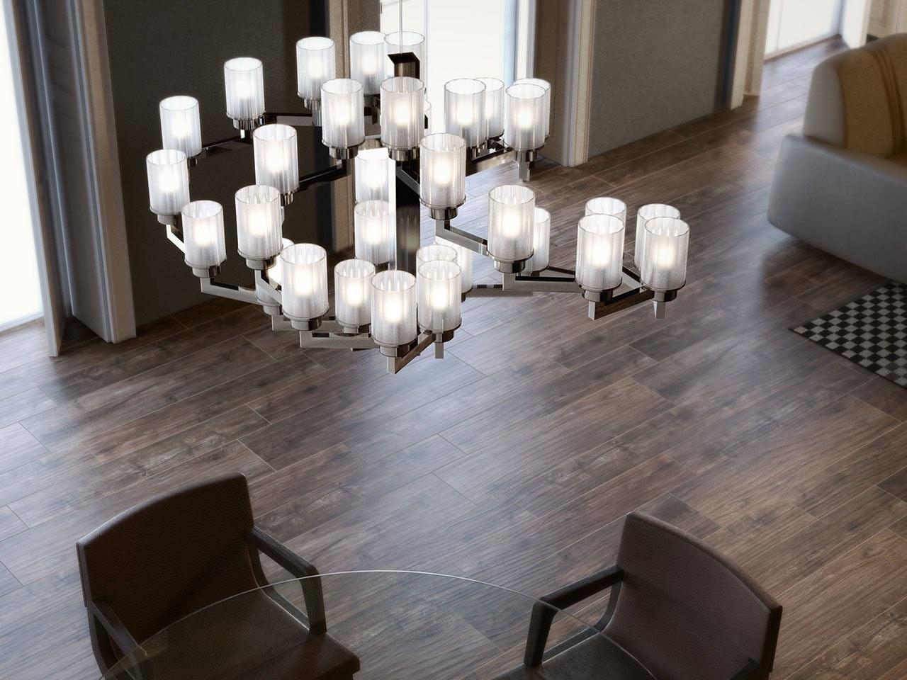ARTÚ Metal and etched glass chandelier