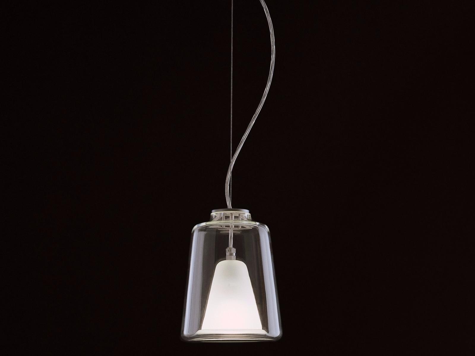 LANTERNA - 477 Glass and aluminium pendant lamp