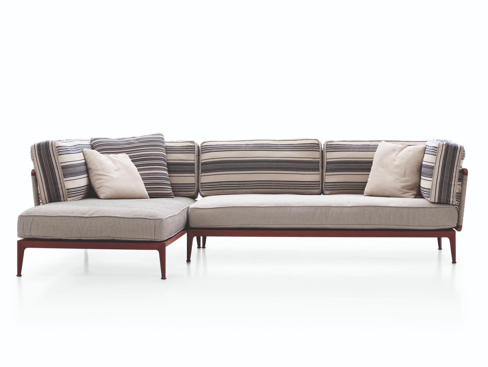 RIBES Fabric garden sofa with chaise longue