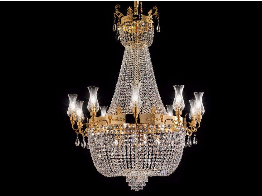 IMPERO & DECO VE 827 20 Incandescent brass chandelier with crystals IMPERO & DECO VE 827 20 Incandescent brass chandelier with crystals