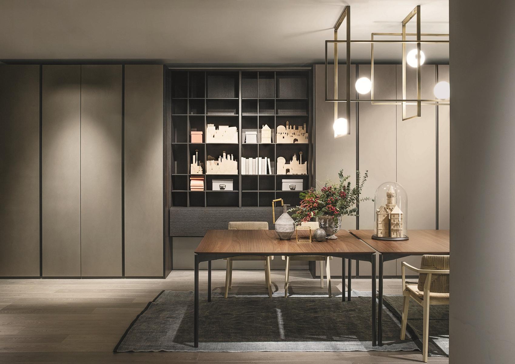 LUCE Rectangular aluminium and wood table