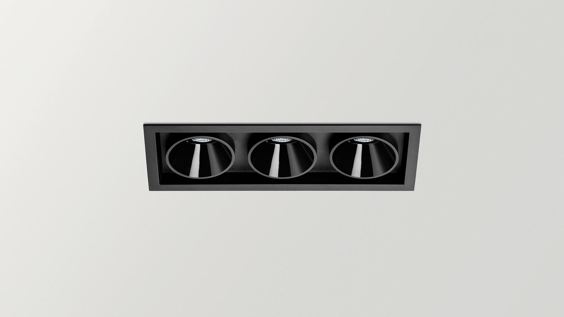 BLACK FOSTER ASYMMETRIC RECESSED 3 LED multiple recessed aluminium spotlight