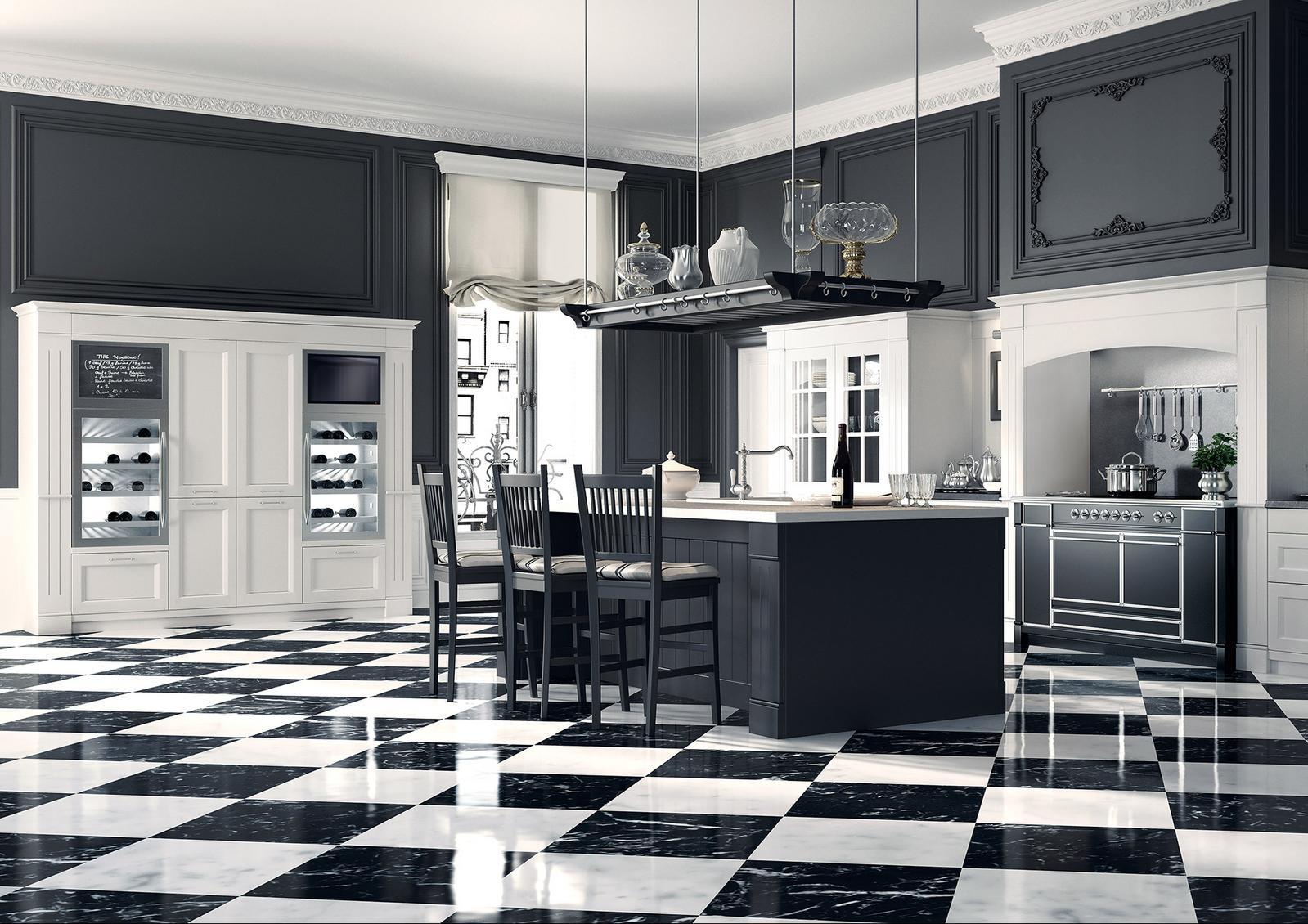 Solid wood kitchen with island  with handles Minacciolo English Mood