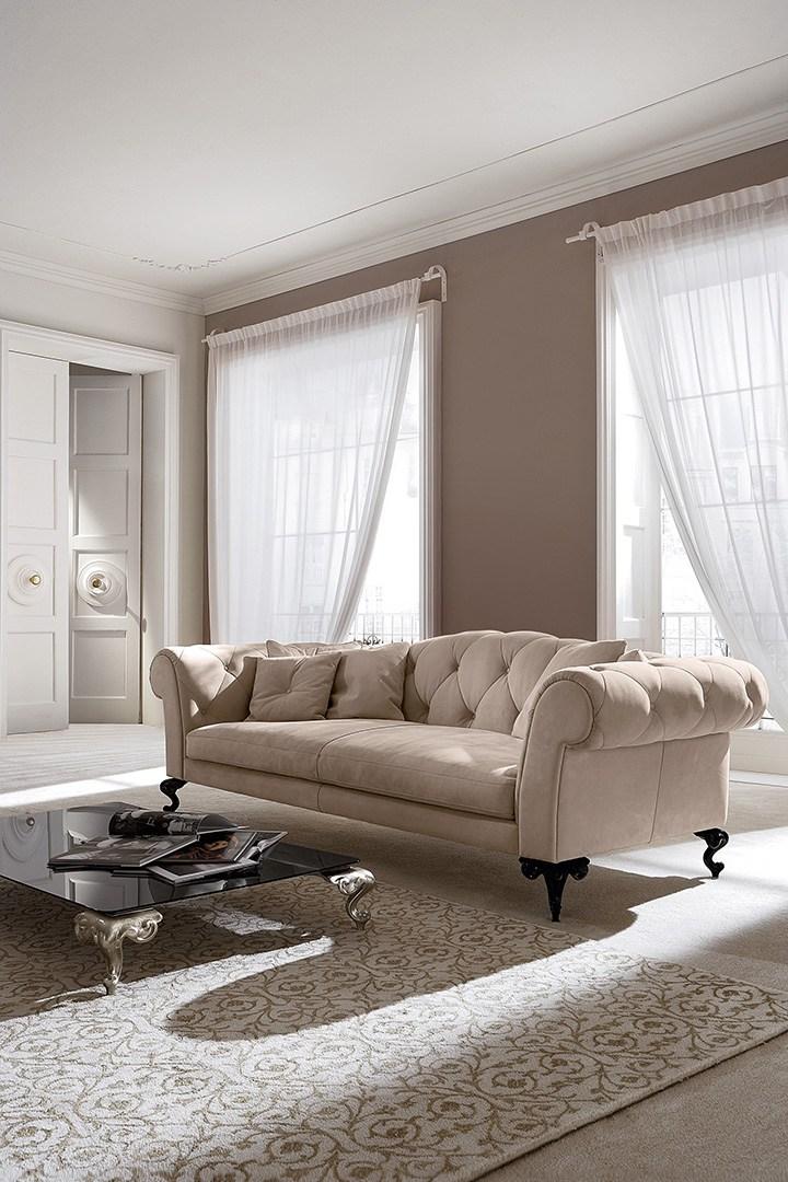 GEORGE Tufted 3 seater nabuk sofa